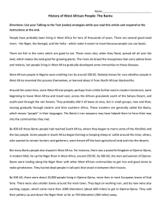 Bantu Migrations: West African History Worksheet