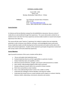 Student Veterans Course Syllabus - Toolkit for Veteran Friendly