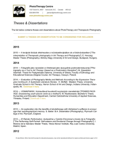 PhotoTherapy & Therapeutic Photography Theses & Dissertations