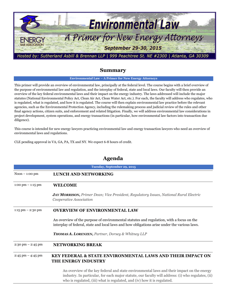 Environmental Law A Primer for New Energy Attorneys