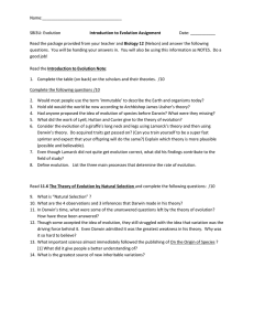 Evolution Assignment: Darwin & Natural Selection