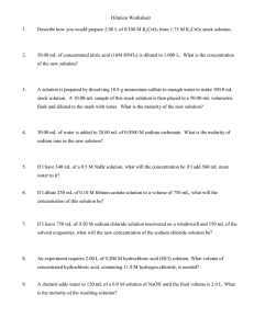 Dilution Worksheet: Chemistry Practice Problems