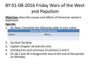 Western Expansion, Wars, and Populism Lesson Plan