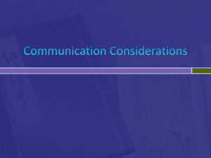 Communication Considerations