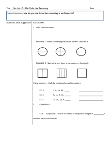 Essential Question – how do you use inductive reasoning in