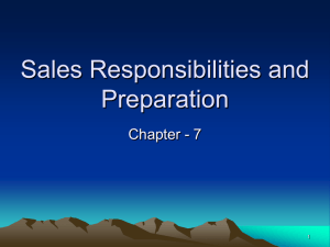 Sales Responsibilities & Preparation: Chapter 7