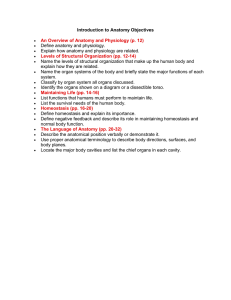Anatomy Objectives: Introduction to Anatomy