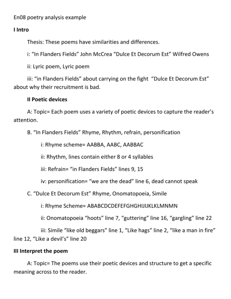 III Interpret the poem