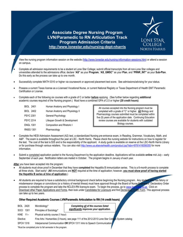Articulation Track Ranking Criteria for Admission