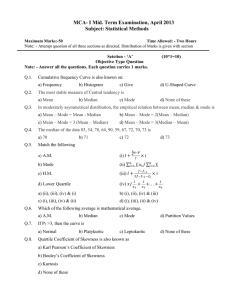 MCA- I Mid. Term Examination, April 2013 Subject: Statistical Methods