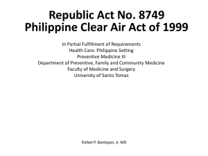 Philippine Clean Air Act of 1999.