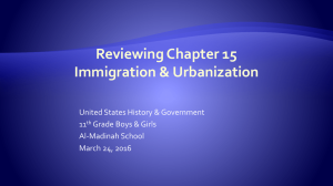 Reviewing Chapter 15 Immigration & Urbanization