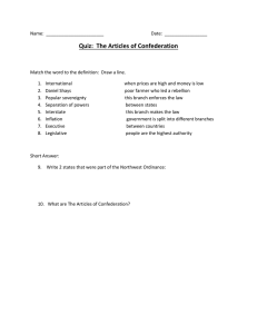 Matching/Short Answers on Articles of Confederation