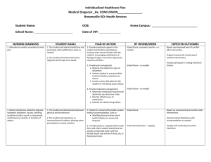 Concussion Healthcare Plan: School Support & Goals
