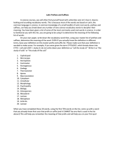 Latin Prefixes & Suffixes in Science Worksheet