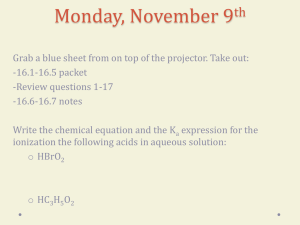 Acid Ionization & Ka Practice Problems