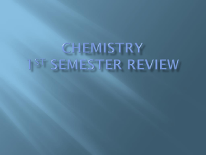 Chemistry 1st Semester review