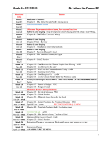 Schedule - Religious Education at St. Isidore the Farmer Parish