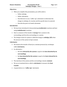 Honors Chemistry Presentation 09-09 Page of 2 Enthalpy Changes