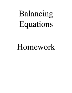 Balancing Equations Homework: Algebra Practice