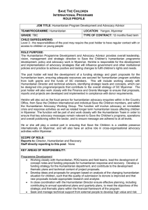 Humanitarian Advocacy Manager JD - Myanmar
