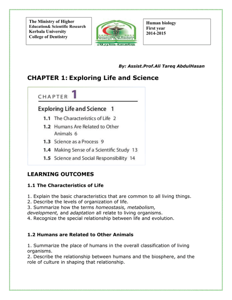 CHAPTER 1 Exploring Life and Science LEARNING