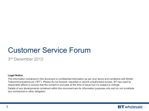 BT Wholesale & Retail Consumer Service Review March 2012
