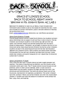 GRACE-ST.LUKES'S SCHOOL BACK TO SCHOOL NIGHT 2014/15