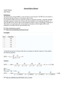 Internal Rate of Return  Jack Hoare Definition:
