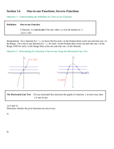 Section 3.6 One-to-one Functions; Inverse Functions