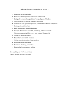 Thermodynamics Exam 1 Study Guide