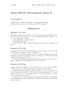 Electromagnetic Theory II Homework: Refraction, Skin Depth