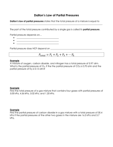 Dalton's Law & Ideal Gas Law Worksheet