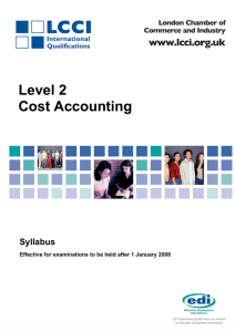 Level 2 Cost Accounting Syllabus
