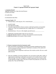 Study Guide 1. Aggregate Demand Aggregate demand curve slope downward because