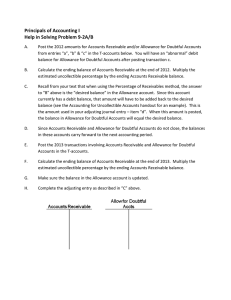 Accounting Problem 9-2A/B Help: Accounts Receivable & Allowance