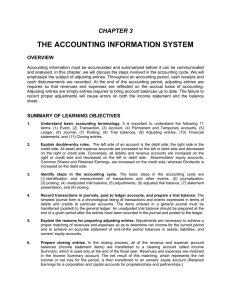 THE ACCOUNTING INFORMATION SYSTEM CHAPTER 3  OVERVIEW
