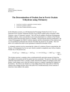 Oxalate Titration Lab: Chemistry Experiment