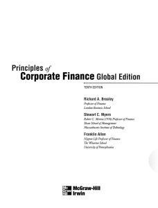 of Corporate Finance Richard A. Brealey Stewart G. Myers