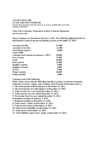 Accounting Review Exercise: Financial Statements