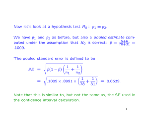 Now let’s look at a hypothesis test H : p = p .