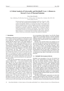 A Critical Analysis of Universality and Kirchhoff’s Law: A Return... Stewart’s Law of Thermal Emission