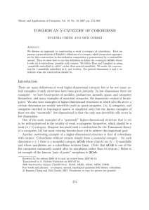 TOWARDS AN N -CATEGORY OF COBORDISMS EUGENIA CHENG AND NICK GURSKI