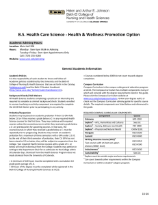B.S. Health Care Science - Health &amp; Wellness Promotion Option
