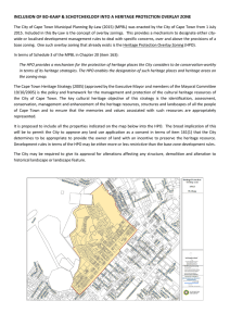 INCLUSION OF BO-KAAP &amp; SCHOTCHEKLOOF INTO A HERITAGE PROTECTION OVERLAY...
