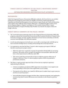 FOREST SERVICE COMMENTS ON THE PHASE 2 MONITORING REPORT