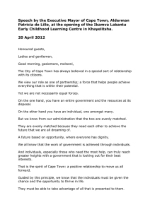 Speech by the Executive Mayor of Cape Town, Alderman