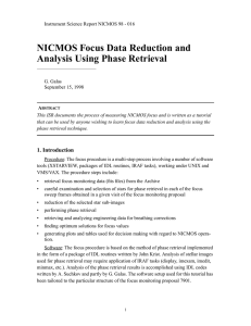NICMOS Focus Data Reduction and Analysis Using Phase Retrieval