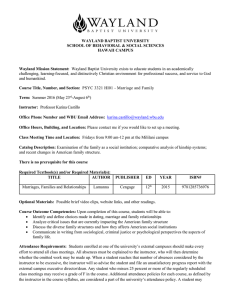 WAYLAND BAPTIST UNIVERSITY SCHOOL OF BEHAVIORAL &amp; SOCIAL SCIENCES HAWAII CAMPUS