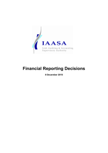 Financial Reporting Decisions 8 December 2015